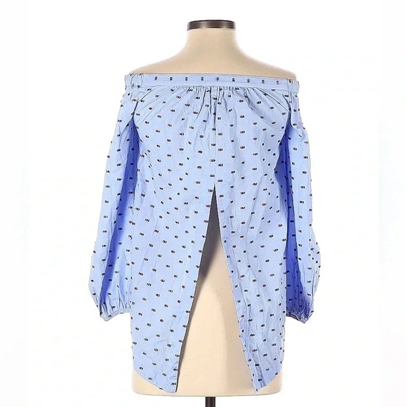 BCBGMAXAZRIA | Daniela Off The Shoulder Blouse Back Slit Cotton Size Small S - Picture 4 of 7